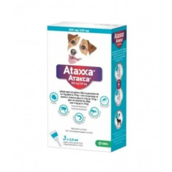 Ataxxa – Deparazitare externa pentru Câini 4–10 kg (3 x 1 ml, Krka Vet)